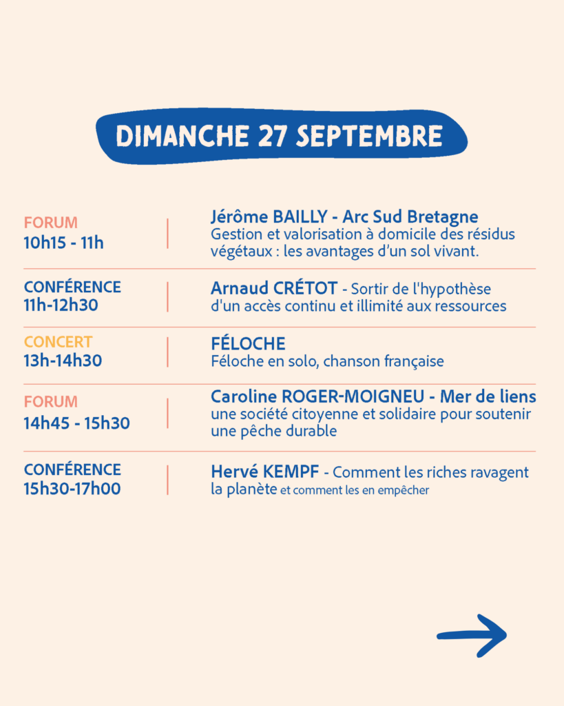 Programme dimanche 27 septembre foire bio muzillac